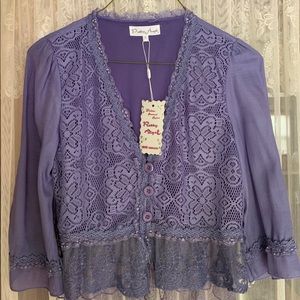 Boho Purple Lace & Crochet “Pretty Angel” Top